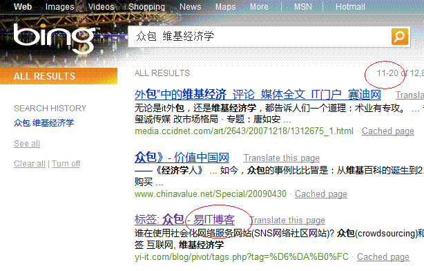 必应搜索众包维基经济学结果图