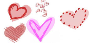 Hand Drawn 2 Tone Heart Brushes