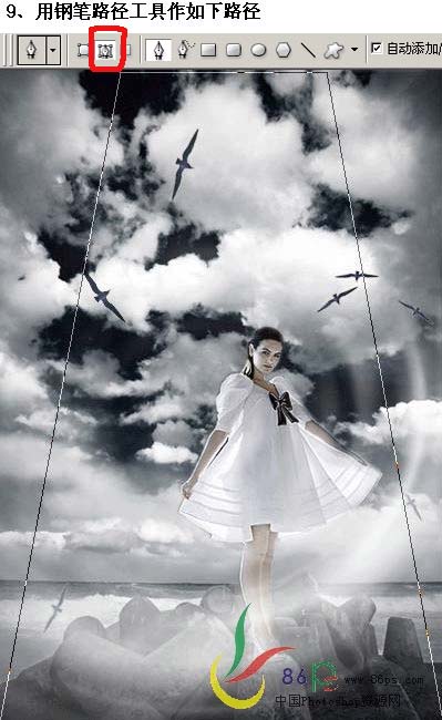 Photoshop照片合成：天空、大海和女孩